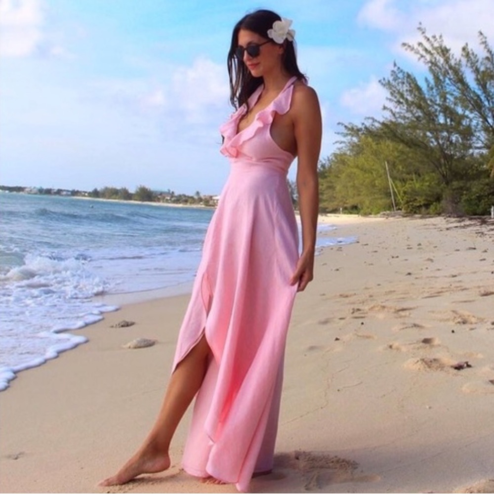 Island Company Ambrosia Sorbet Halter Dress 100% linen 8